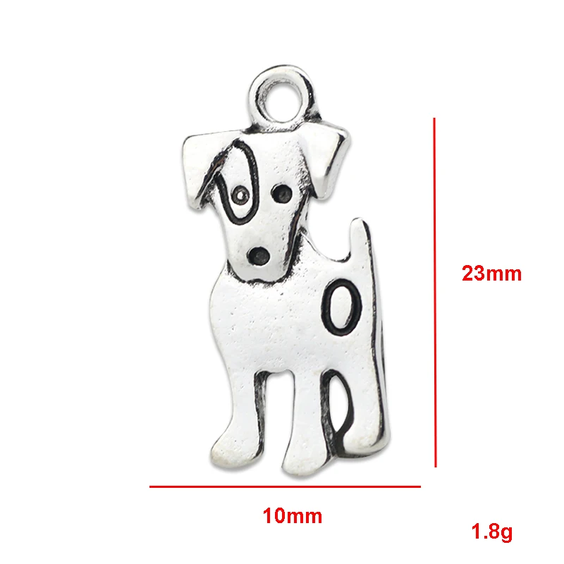 10piece/lot 10*23mm Antique Silver Color Dog Pendant Charms Cute Dog Charms For Jewelry Making DIY Craft