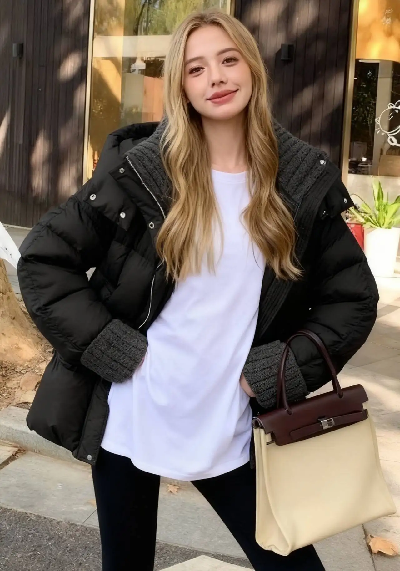 

Parkas Womens Parka Blue Winter Tied Wool-Feel Long-Sleeved Buttoned Stand-Collar Baffled Classic Preppy College Urban Lady 2025