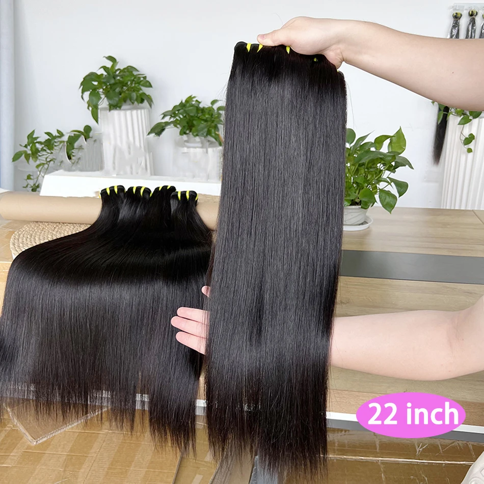 Straight Bundles With 13x4 Lace Frontal Human Hair Transparent Lace Natural Color 100% Human Hair Weave Extensions For Women