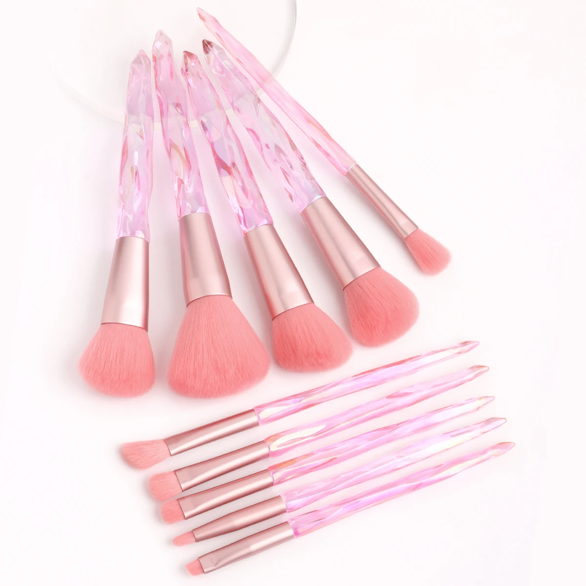 10PCS crystal candy color Multi Foundation specialty Makeup Brushes Set Eye Shadow Women Cosmetic loose Powder Blush Blending Be