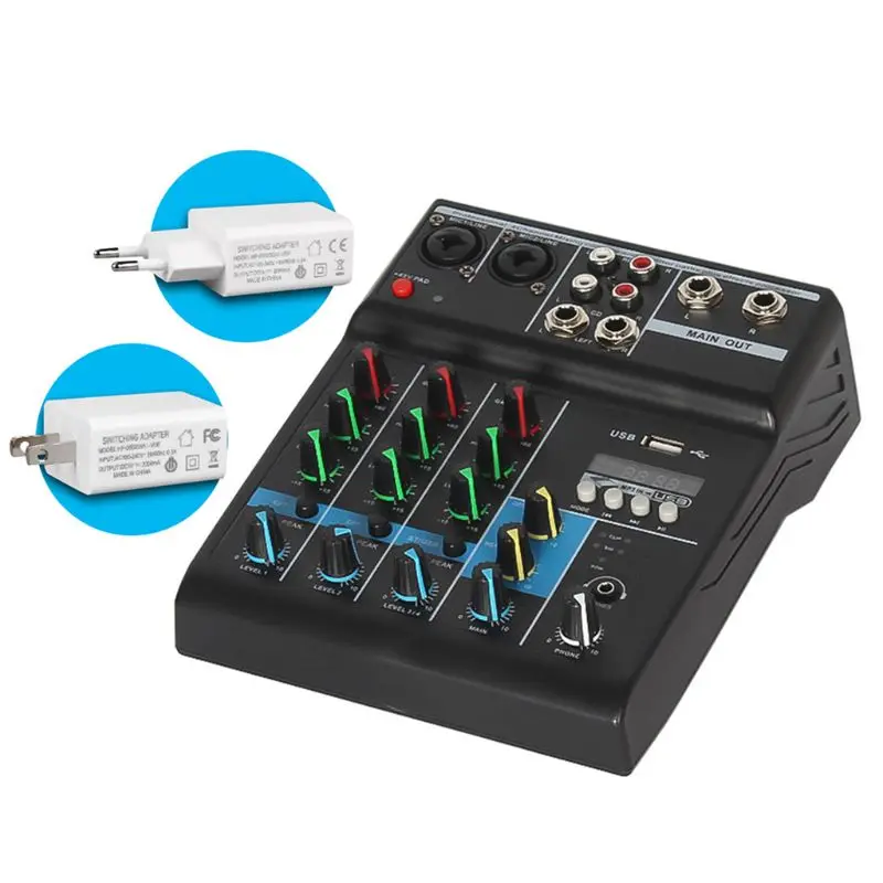 Console pequeno Mixer com disco USB, Playback Mixer, Suporte MP3, Transporte da gota