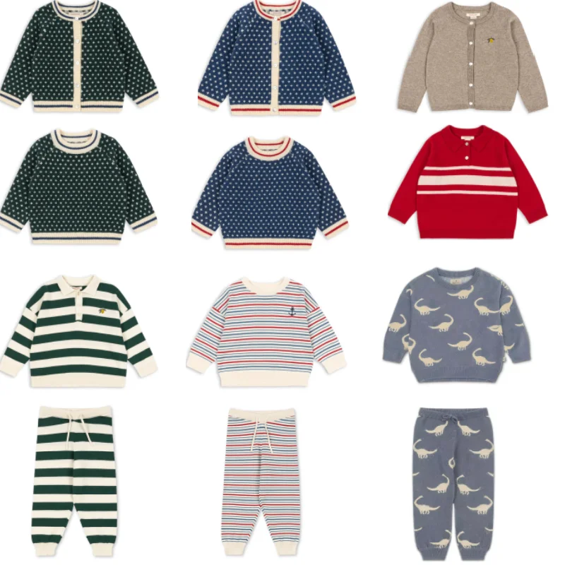 

Children's Sweater Set 2025 Autumn New Cartoon Fashion Children's Boys and Girls' Sweater Pure Cotton Printed Knitted Cardigan