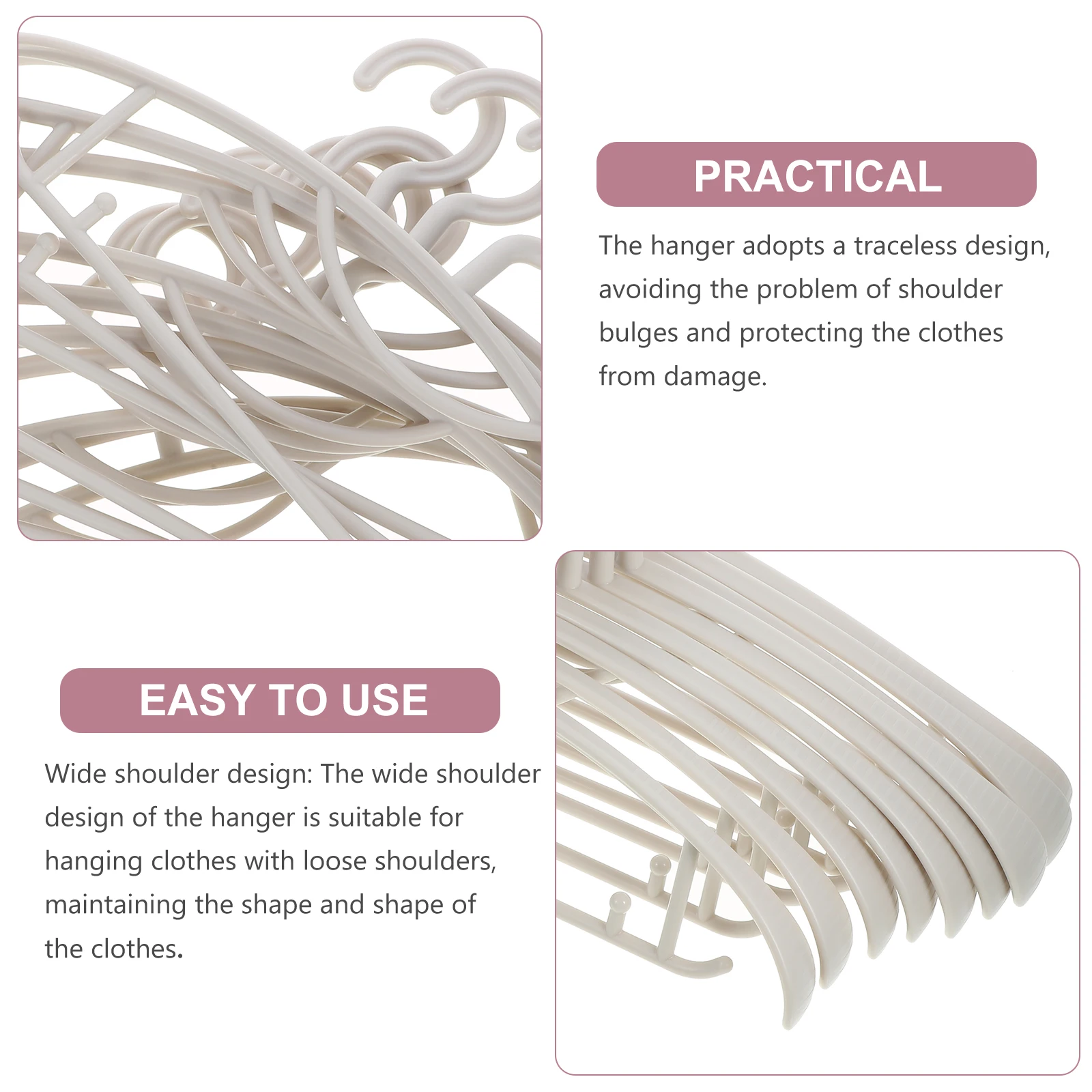

10pcs Anti-Slip Suit Hangers Traceless Widened Plastic Clothes Hangers Heavy Duty Clothing Hanger Home Supplies Household Hanger
