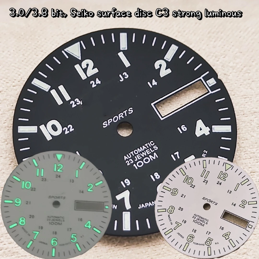 1.1inch NH36A Cooper Dial Strong C3 Green Luminous Watch Dial Replacement for NH36A Automatic Movement Watch Face Upgeade Part