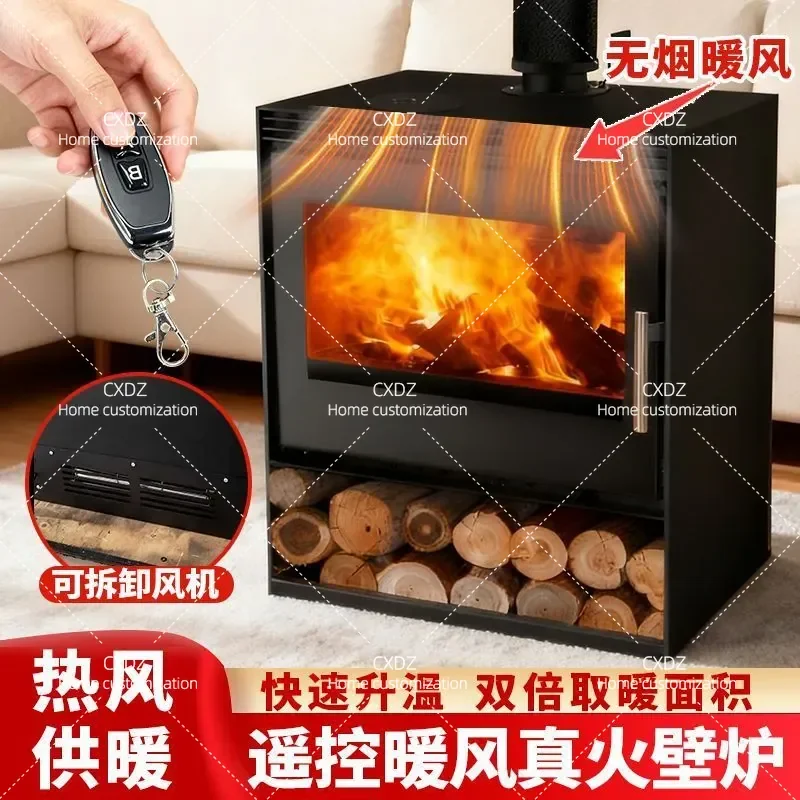 Cast Iron Wood Burning Fireplace Indoor Heating Stove Real Fire Furnace for Home Villa Rural House Firewood Oven Heater