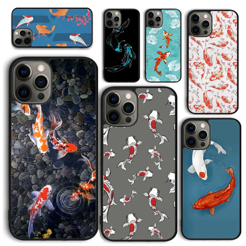 Koi Carp Fish Phone Case for iPhone 16 15 14 12 13 mini PLUS X XS XR 11 PRO MAX Back Cover Fundas Shell