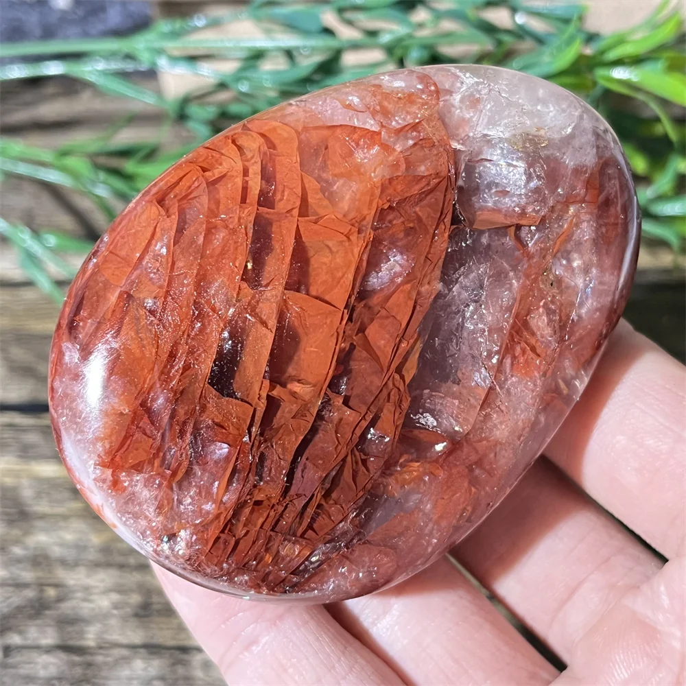 Crystal Natural Fire Quartz Stone Heart Palm Light Healing  Home Decoration Reiki Witchcraft  Polished Energy Mineral Living
