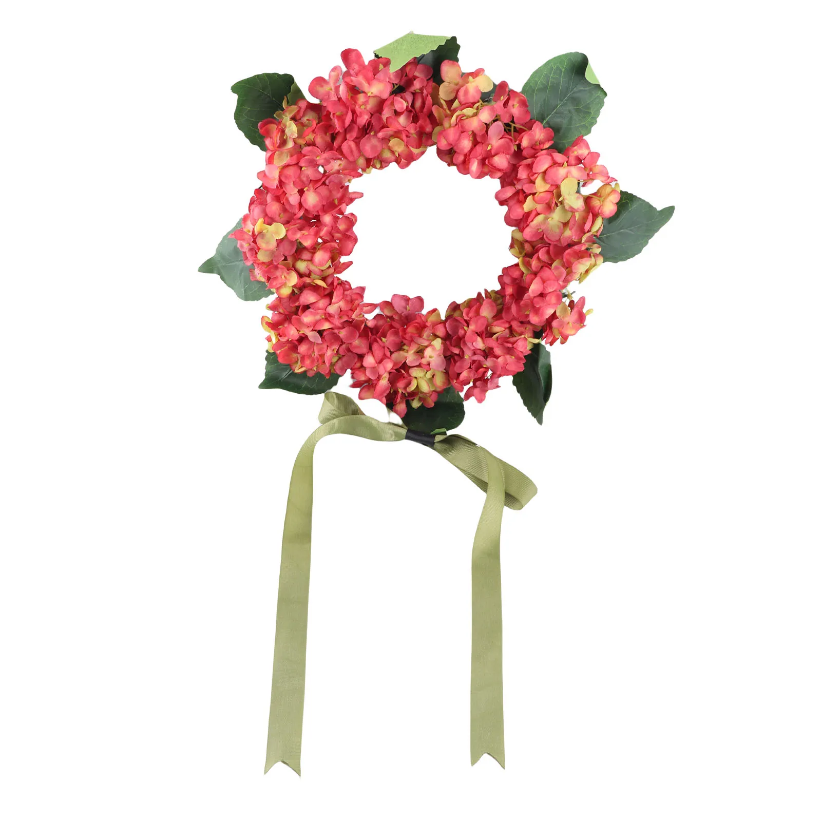 Thanksgiving-decoratie, deurkrans, herfstkrans met hortensia's, strikornament, bloemenkrans, Thanksgiving-huisdecoratie