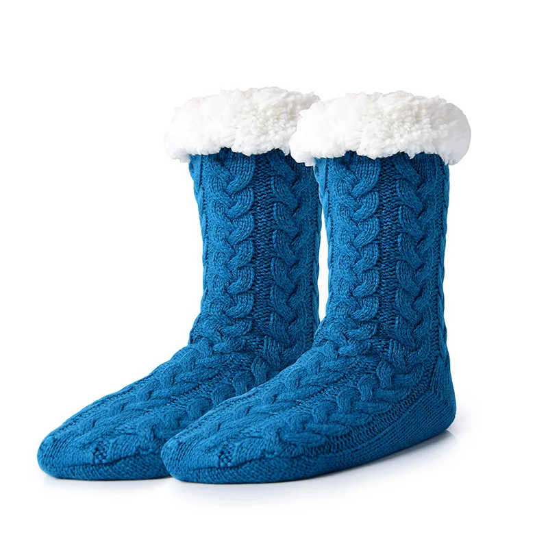 Winter Fuzzy Thermische Sok Pluche Grip Hennep Winter Zachte Vrouwen Thuis Warme Slaapkamer Siliconen Anti-Slip Dikke Slipper Vloer Sokken