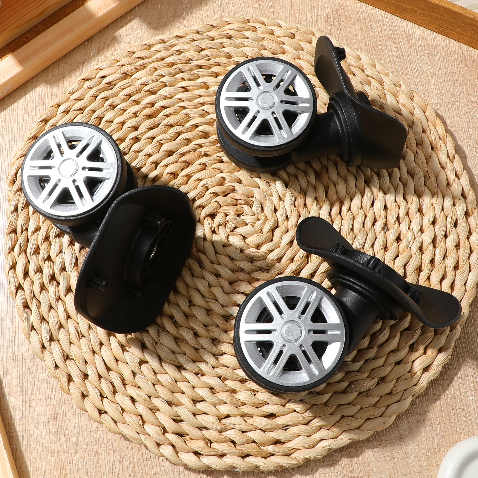 4 pcs Roda Pengganti Koper Tugas Berat Abs Double Row Kit Perbaikan Roda Koper Universal Putar