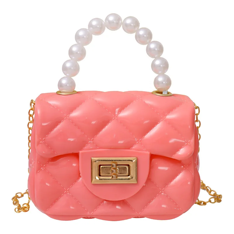 Small Cute Girls Crossbody Bag Exquisite Pearl Jelly Bag Logopinkycolor Fashion Convenient Pink Handbag For Trip Daily Commute