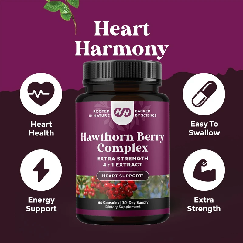 

Super Hawthorn Extract 60 Capsules -1330 Milligrams Digestive and Heart Health Supplement Plant Polyphenols