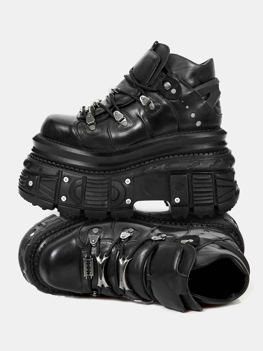 2025 marca de moda española plataforma de tacón ultraalto para hombres y mujeres muffin de especias oscuras Punk viento tanque zapatos individuales 12cm