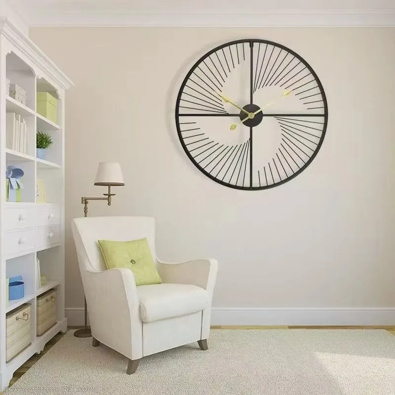 

60cm Large Dropshipping 2025 Luxury Wall Hanging Decorative Wooden Watch Clock Home House Decor Living Room Quartz Silent