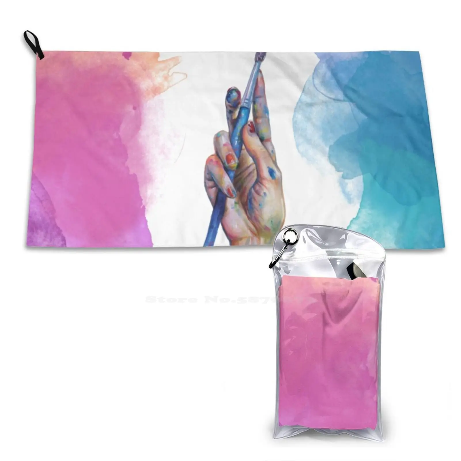 Painter'S Hand Large Bath Towel Beach Towel Sunscreen Blanket Profession Painter Paintbrush Hand Paint Strokes Colorful