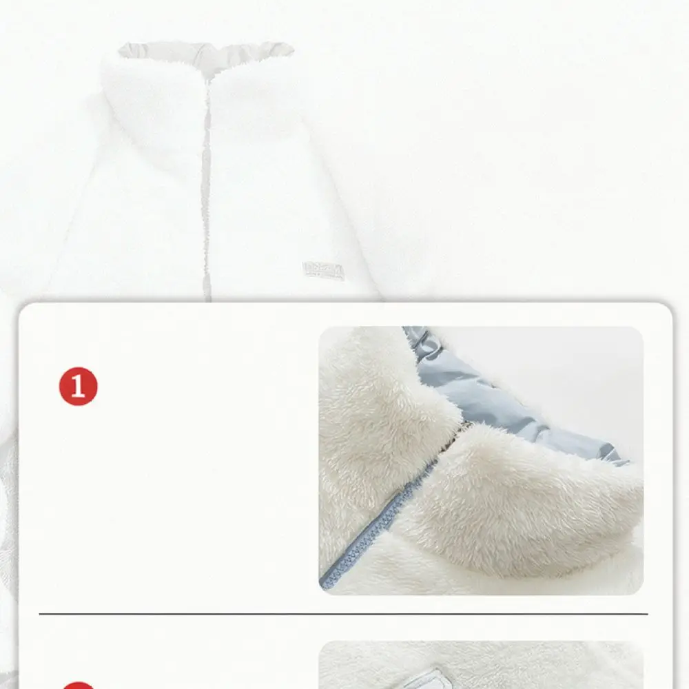 Unisex Winter Thick Cotton Parka Reversible Lamb Wool Jacket Loose Fit Warm Casual Coat Stand Collar Outerwear