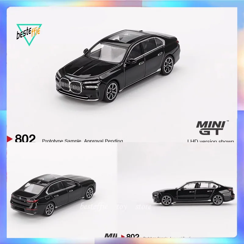 Mini Gt Car Model 1/64 BMW i7 eDrive50 simulation car model room ornament display cars model boy collection birthday toys gift
