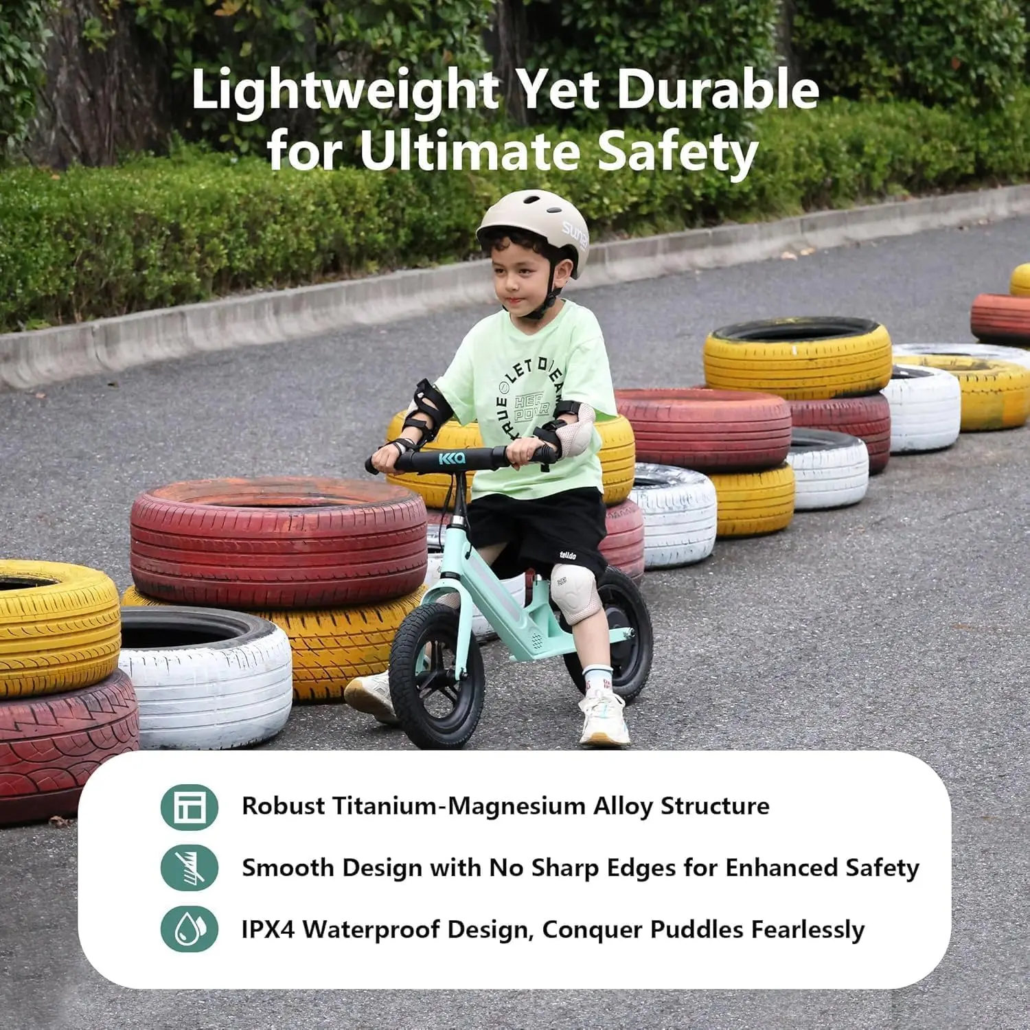 Elektrisches Laufrad für Kinder für 3–5 Personen, leichter Rahmen aus Magnesiumlegierung, 24-V-2-Ah-Akku und 180-W-Motor, verstellbarer Sitz und bunt