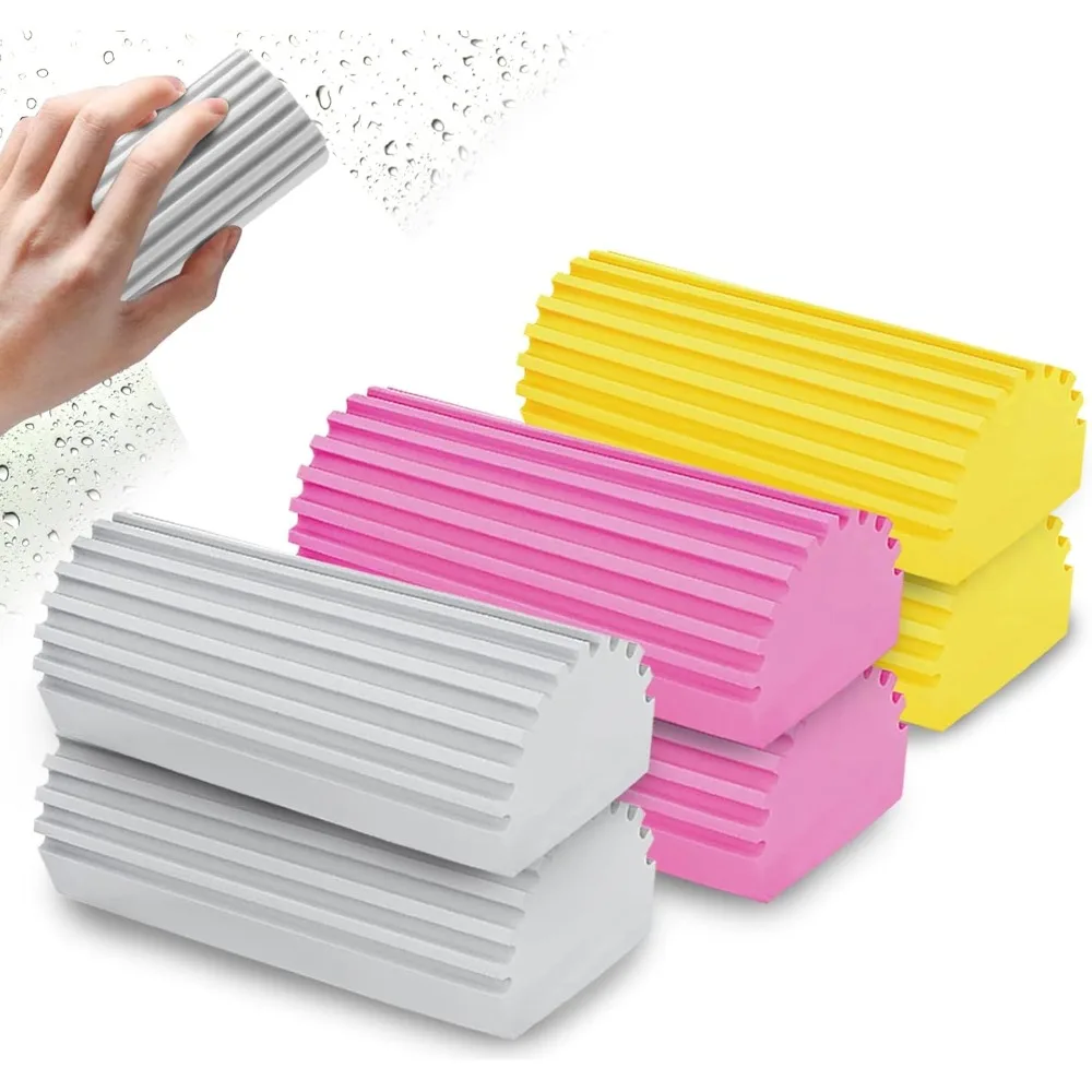 Reusable Sponges for Powder ,Damp Clean Duster Sponge for Cleaning Blinds Glass Mirror  6 PCS of Gray, Yellow, Pink