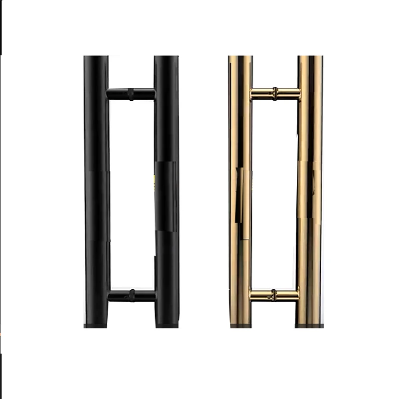 Glass Door Handle Stainless Steel Rose Black Titanium With Or Without Frame KTV Door Handle And Sliding Wooden Door