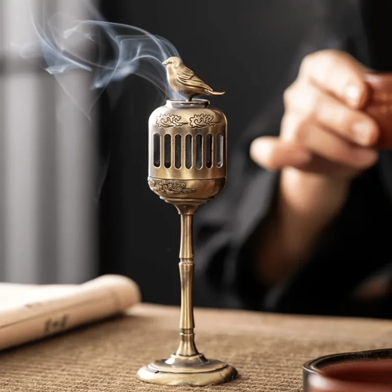 Matel Magpie Hollow Lamp Sandalwood Fragrance Censer Smoking Backflow Incense Holder Tea House Ornaments Study Room Home Decor