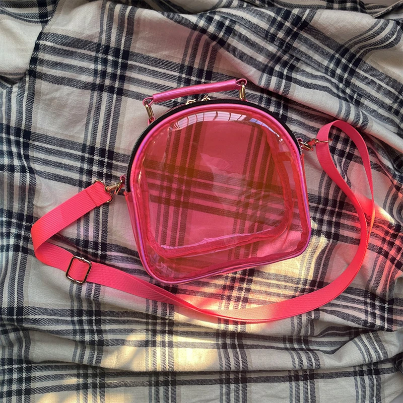 Transparent Shoulder Crossbody Bag Trendy Mini Portable Clear Messenger Handbag Phone Purse