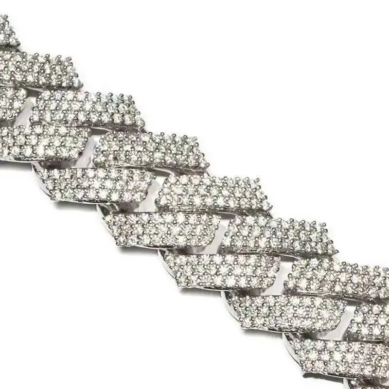 

Pass Diamond Test Chains for Men Iced Out 15mm Prong Setting Moissanite Cuban Link Chain Necklace 925 Silver Cuban Chains