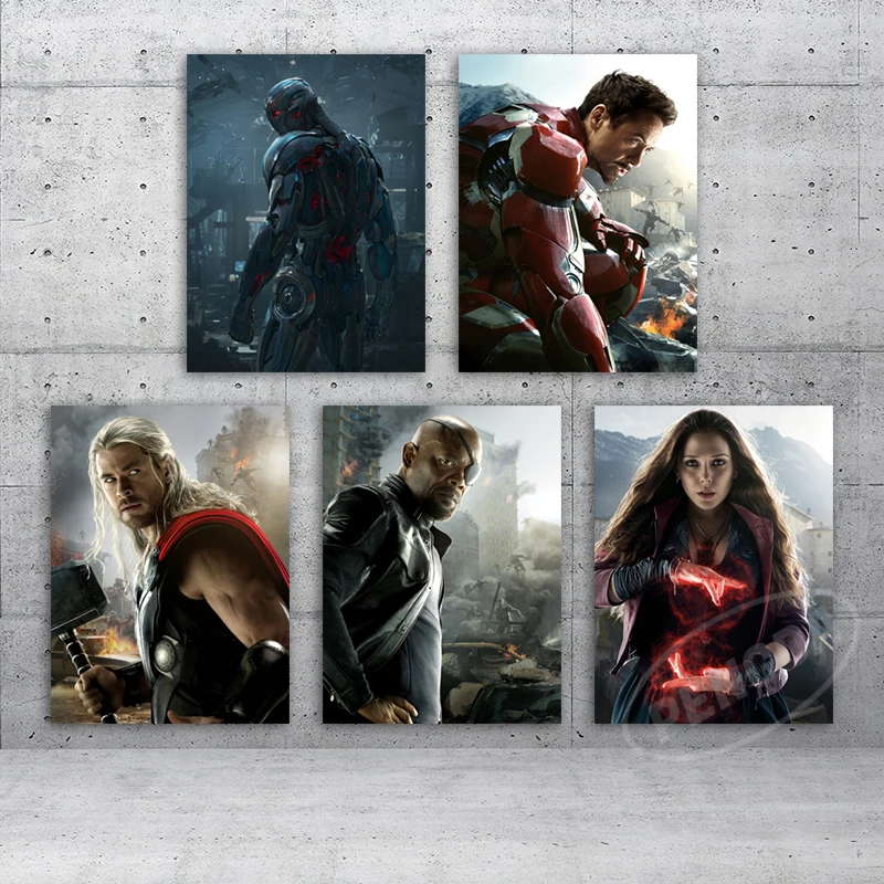 Popular Marvel War Movie Canvas Paintings Robot Ultron Prints The Avengers Poster Wall Art Kids Room Home Decor Modular Pictures