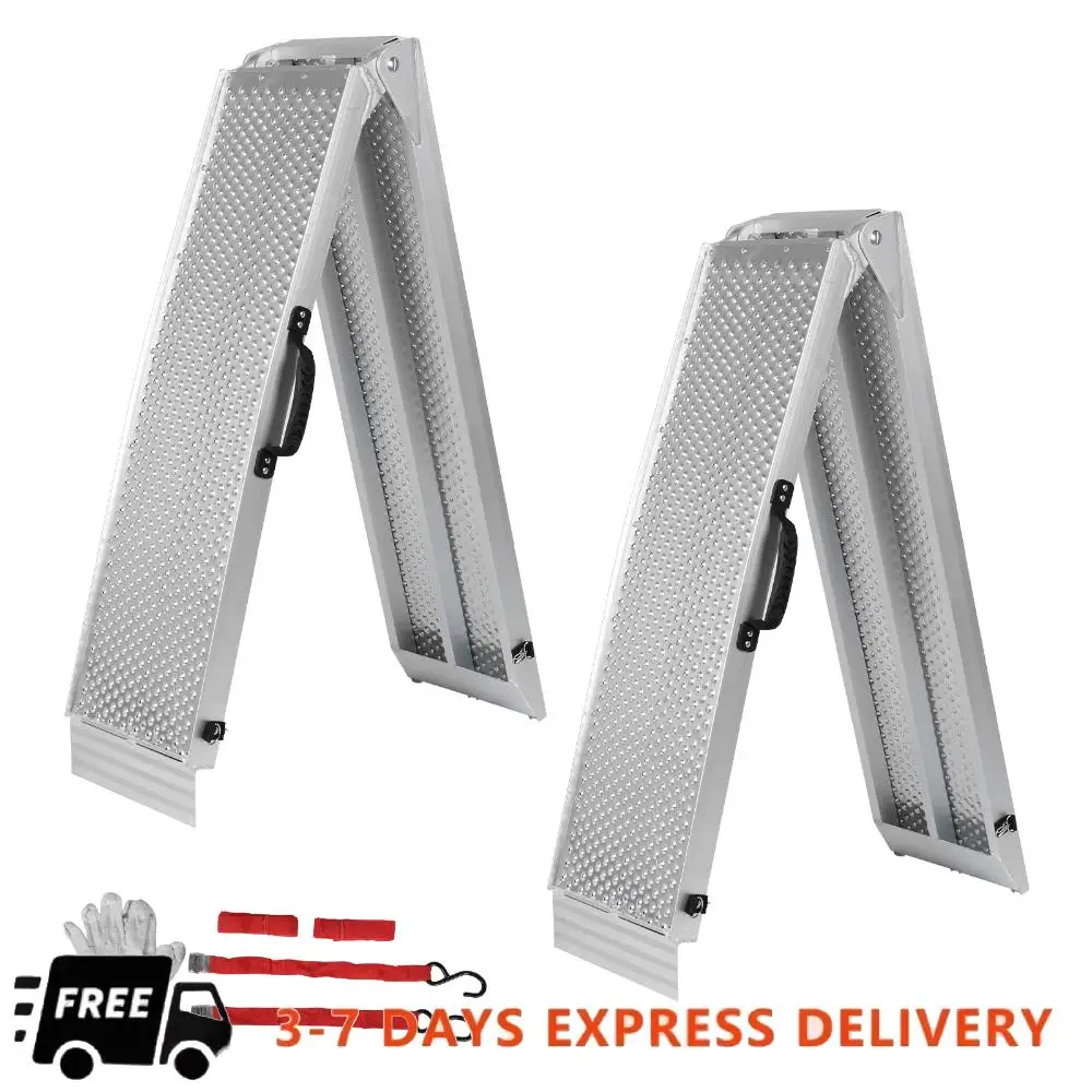 

2 шт. 85-дюймовые алюминиевые складные погрузочные пандусы с ручкой, мотоциклетная рампа для пикапов, газонокосилок для мотоциклов