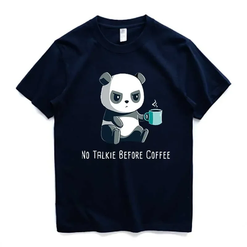 No Talkie Before Coffee. Funny Panda T-Shirt 100% Cotton O-Neck Summer Short Sleeve Casual Mens T-shirt Size S-3XL