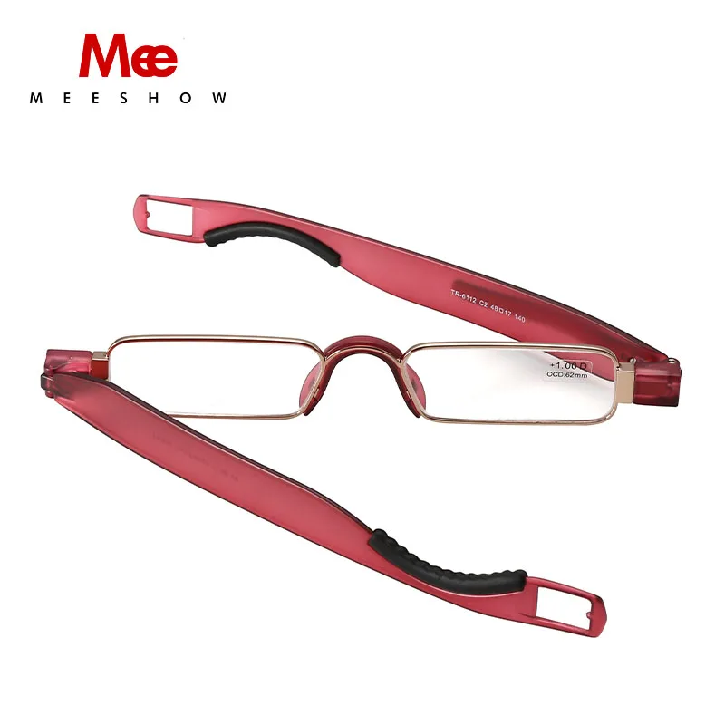 Folding Reading Glasses TR90 Resin Lens Men Women Stainless Steel Reading Eyewear 360 Flex +1.0 +3.5 Case Included 6112