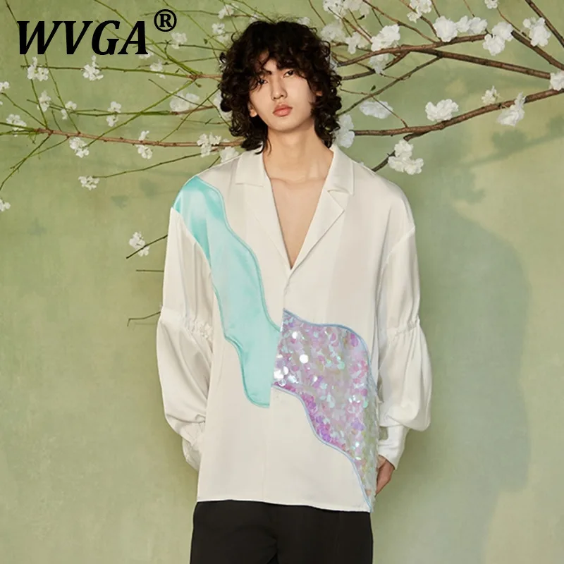 

WVGA Shirts New Man Spring Summer Autumn Tide High-End Color-block Trendy Design Niche Chic Casual Long Sleeve Shirt Ins W10969
