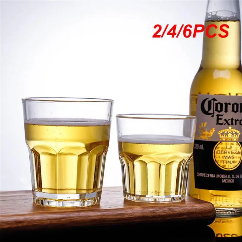 2/4/6PCS Beer Mug Coffee Cup Beer Cup Transparent Drinkware Octagonal Cup Durable Acrylic Beer Jug