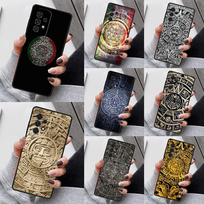 Aztec Calendar Mayan Native Phone Case For Samsung Galaxy S23 S21 S20 FE S24 S22 Ultra Note20 S10 S9 S8 Plus A40 A52 A12 A13 A53