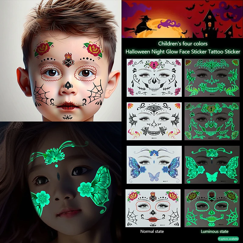 Colorful Eyes Makeup Stickers Luminous Eye Eyeliner Eyebrows Face Art Sticker Decals Halloween New Year Festival Party Decoratio