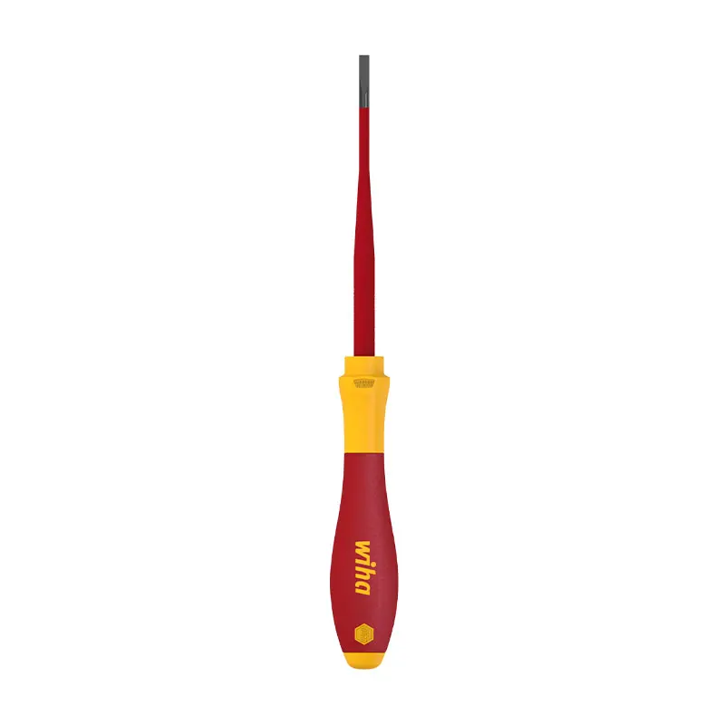 Wiha 35391 Electrician Insulated Screwdrivers 5.5mm Slotted 1000V VDE-tested SoftFinish Screwdriver with Electric Slimfix