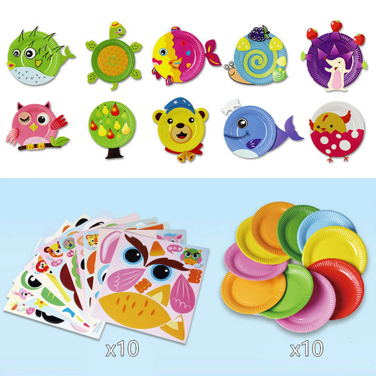 DIY Paper Plate Art Crafts Kit Include 10 Plates 10 Paper Cards Cards 1 Roll Tape for Toddler Kids Preschool Classroom Supplies