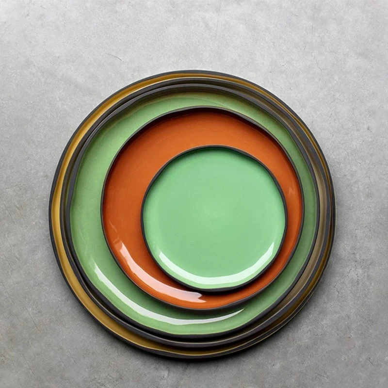 

Colored ceramic plate 8-inch breakfast plate, high-end western tableware salad plate