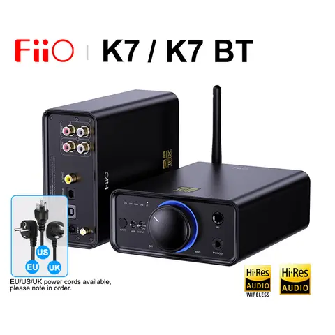 Fiio k7 k7bt hi-res áudio de alta fidelidade desktop dac amplificador de fone de ouvido duplo ak4493s bluetooth pcm384 dds usb entrada coaxial óptica rca