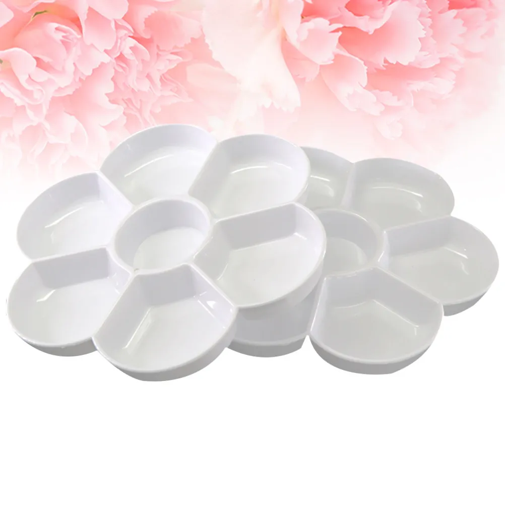 2Pcs Plastic Painting Palettes Plum Blossom Shape Portable Painting Color Mixing Tray Suitable for Watercolor Oil Pigment