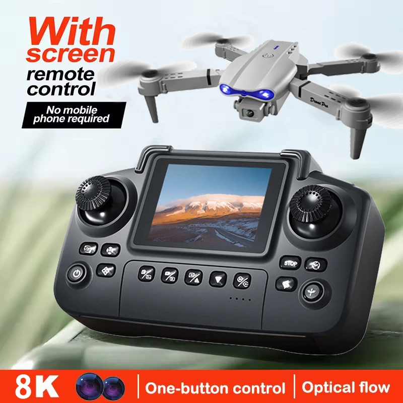

Новый пульт дистанционного управления для дрона E88 с экраном, двойная камера 4K, локализация оптического потока, 2,4G, радиоуправляемый квадрокоптер, однокнопочные дроны для взлета