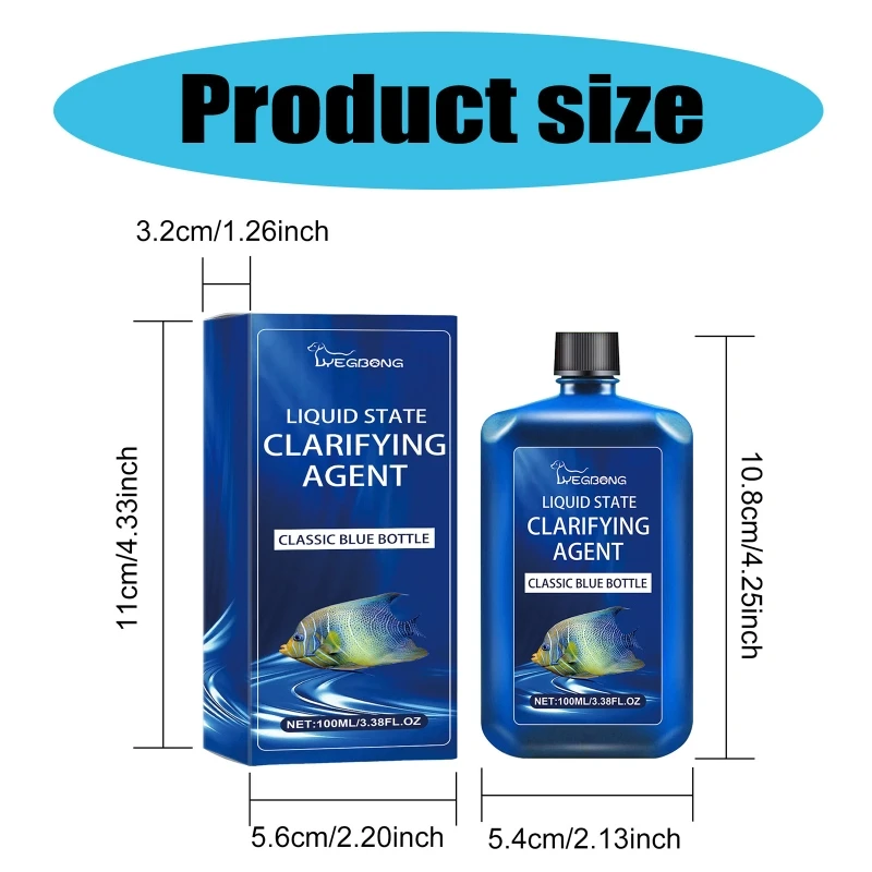 Fishtanks Water Clarifying Agent 100ml Efficient Water Purifiers Formula for Maintaining Fishtanks Condition M68E