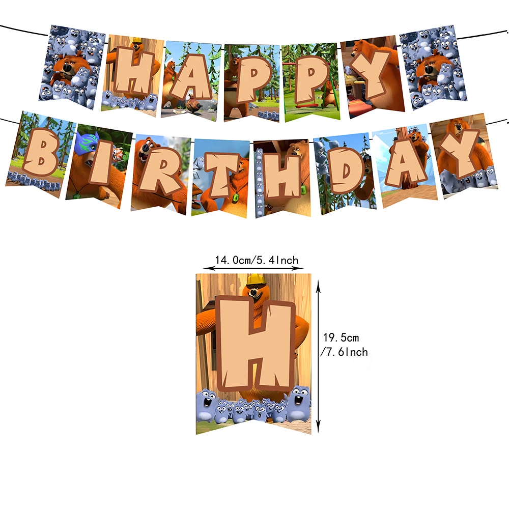 Grizzy And The Lemmings Birthday Party Decoration Number Balloon Cake Topper Cartoon Backdrop Banner Baby Shower Party Supplies view 2