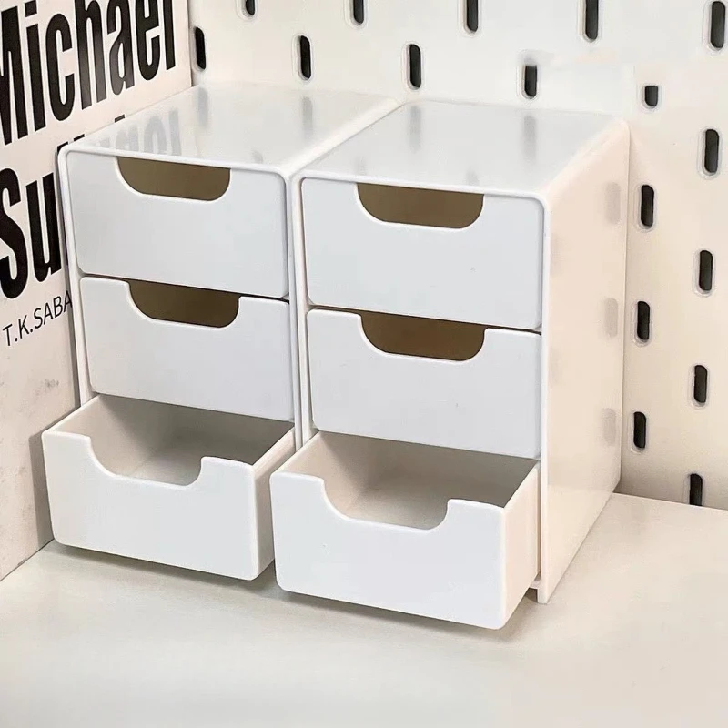 【セール中】3段式プラスチック製化粧品収納ボックスオーガナイザー、引き出し付き多機能カウンター収納、ジュエリー、オフィス用品用
