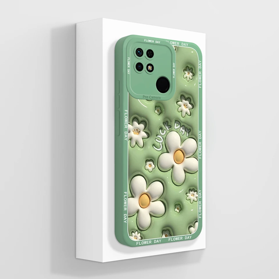 กรณีสําหรับ Xiaomi Redmi 10C Love Heart ดอกไม้ Liquid ทนทานกันกระแทกคุณภาพสูงนุ่มปกหลังสําหรับ redmi 10c Redmi10C coque