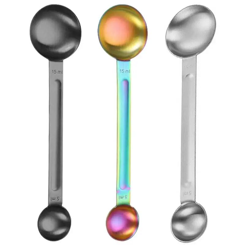 15ml+5ml Double Headed Measuring Spoon Coffee Sugar Scoop Gold Measuring Cups Kitchen Measuring Tools Baking Tools