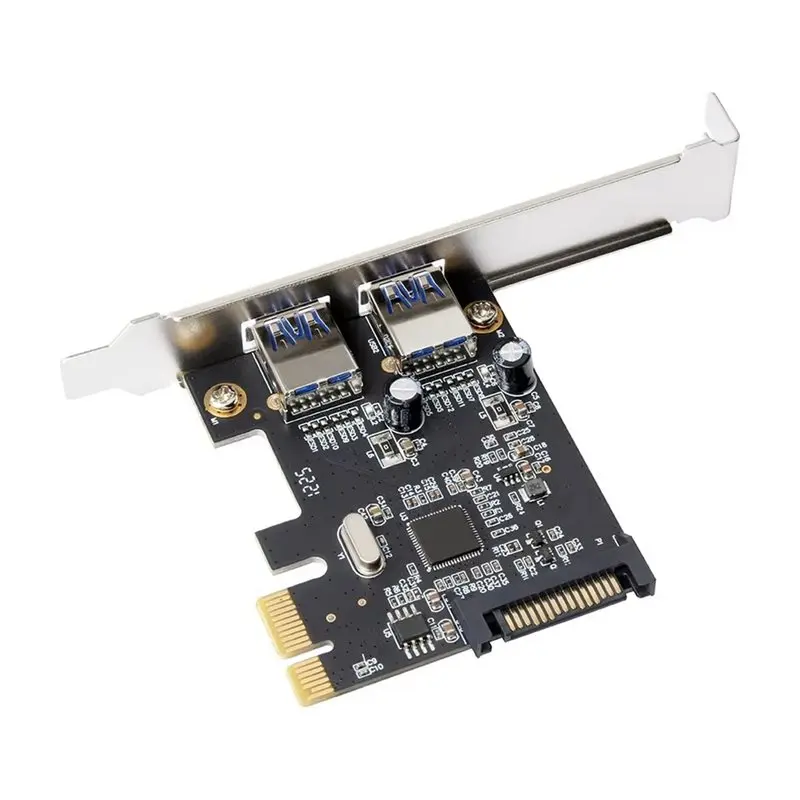 Reliable-X4x8 X16 PCIEX1 To 2-Port USB-A Expansion Card 2-Port PCIE To USB3.0 USB-Adapter,X4x8 X16 PCIEX1 To 2-Port USB-A