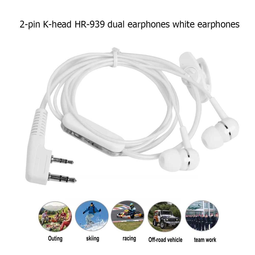 Walkie Talkie Dual Headset Earphone 2 Pin K Type Two Way Ham Radio Speaker Mic Earpiece Headset For BF KENWOOD PTT Mic Headphone view 5