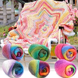 100% Pure Wool Yarn 50g/180m Rainbow Gradient Soft Hand Knitting Crochet DIY Winter Scarf Gloves Shawl Sweater Making Materials