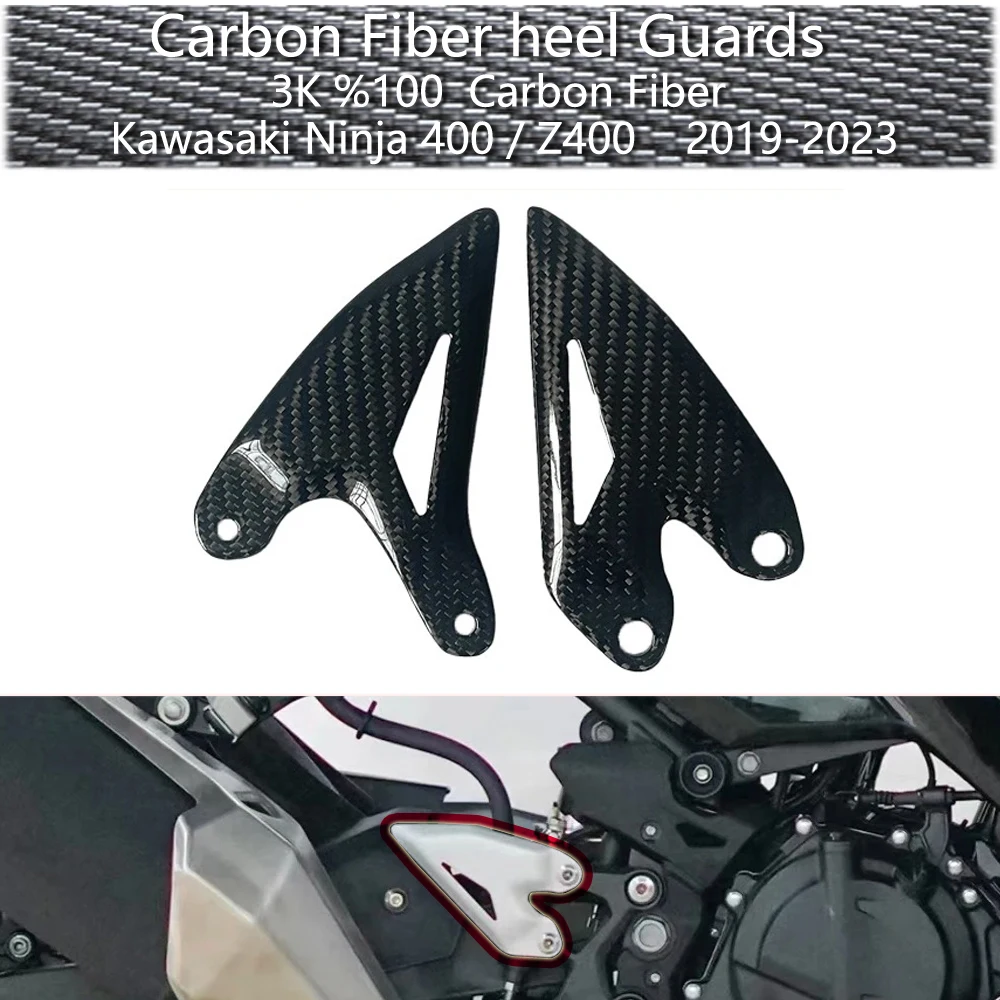 

For Kawasaki Ninja 400 Z400 2019-2023 3K Carbon Fiber Motorcycle Pedal Rear Wheel Assembly Accessories Heel Protection Device